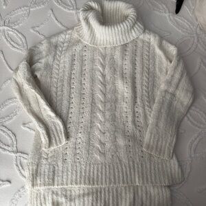 Smartwool White Turtleneck Oversized Sweater Chunky Knit Wool